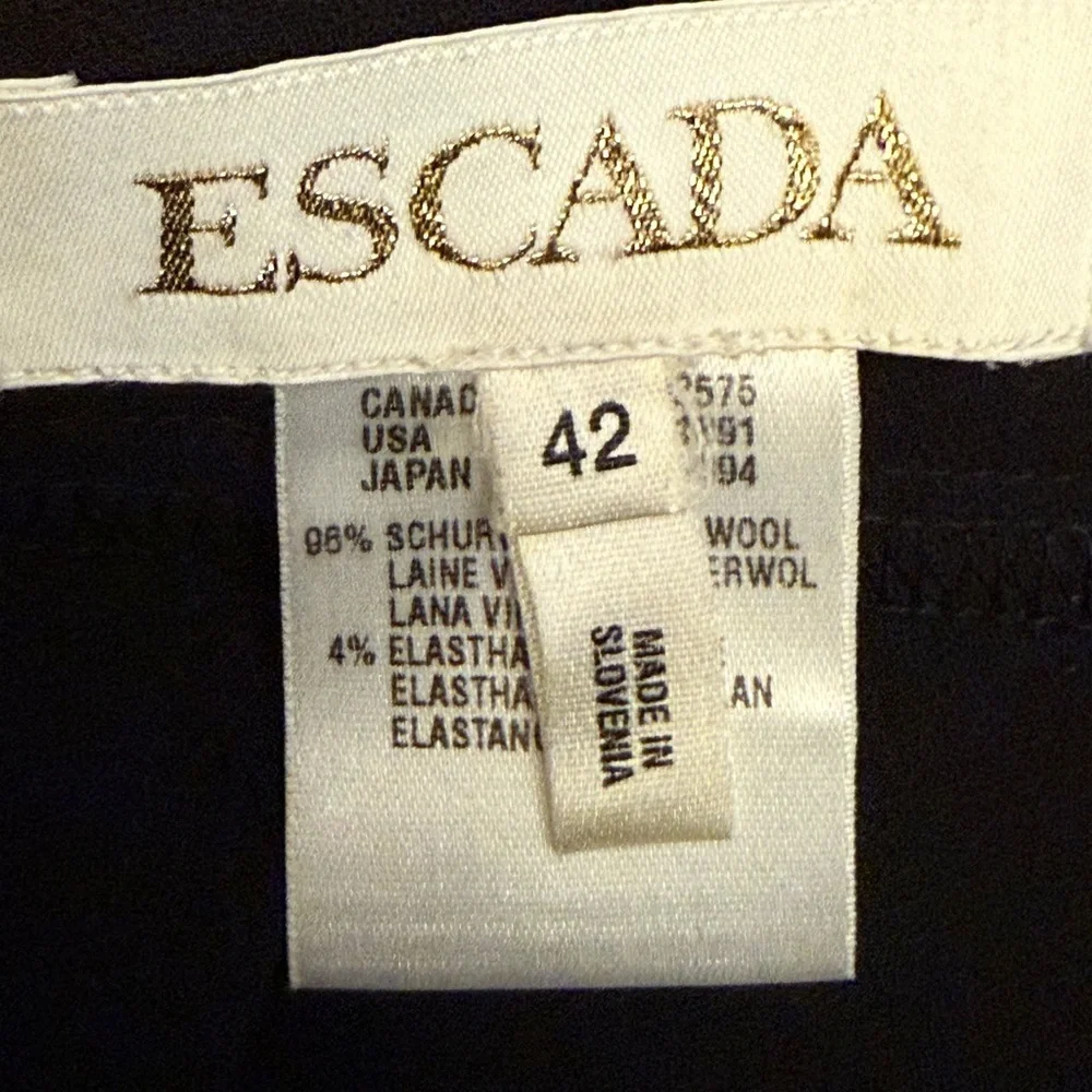 Escada Black Dress Pants Women’s 42 Wool Blend Pockets Straight Leg Bus Casual